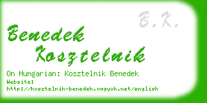 benedek kosztelnik business card